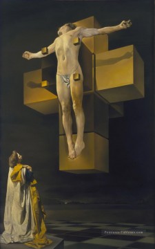 Crucifixion Corpus Hypercubicus surréalisme Peinture à l'huile